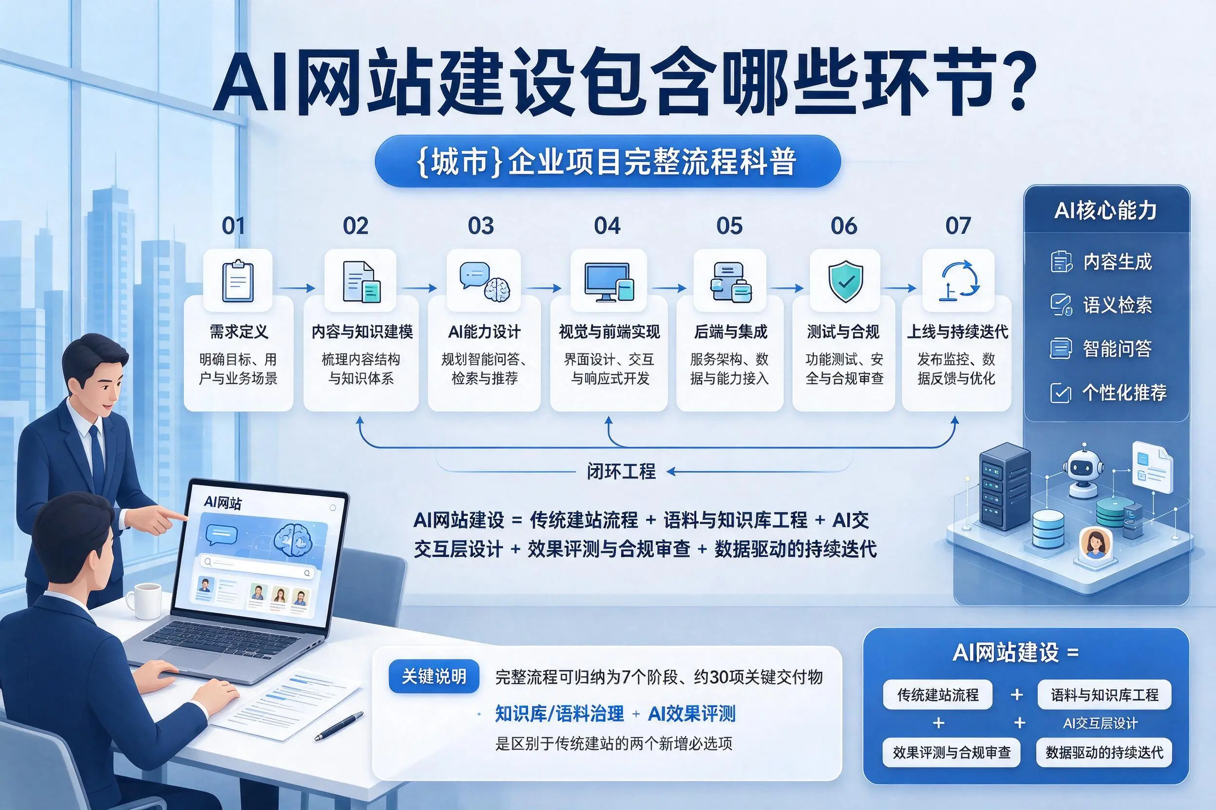 AI网站建设包含哪些环节?万宁企业项目完整流程科普