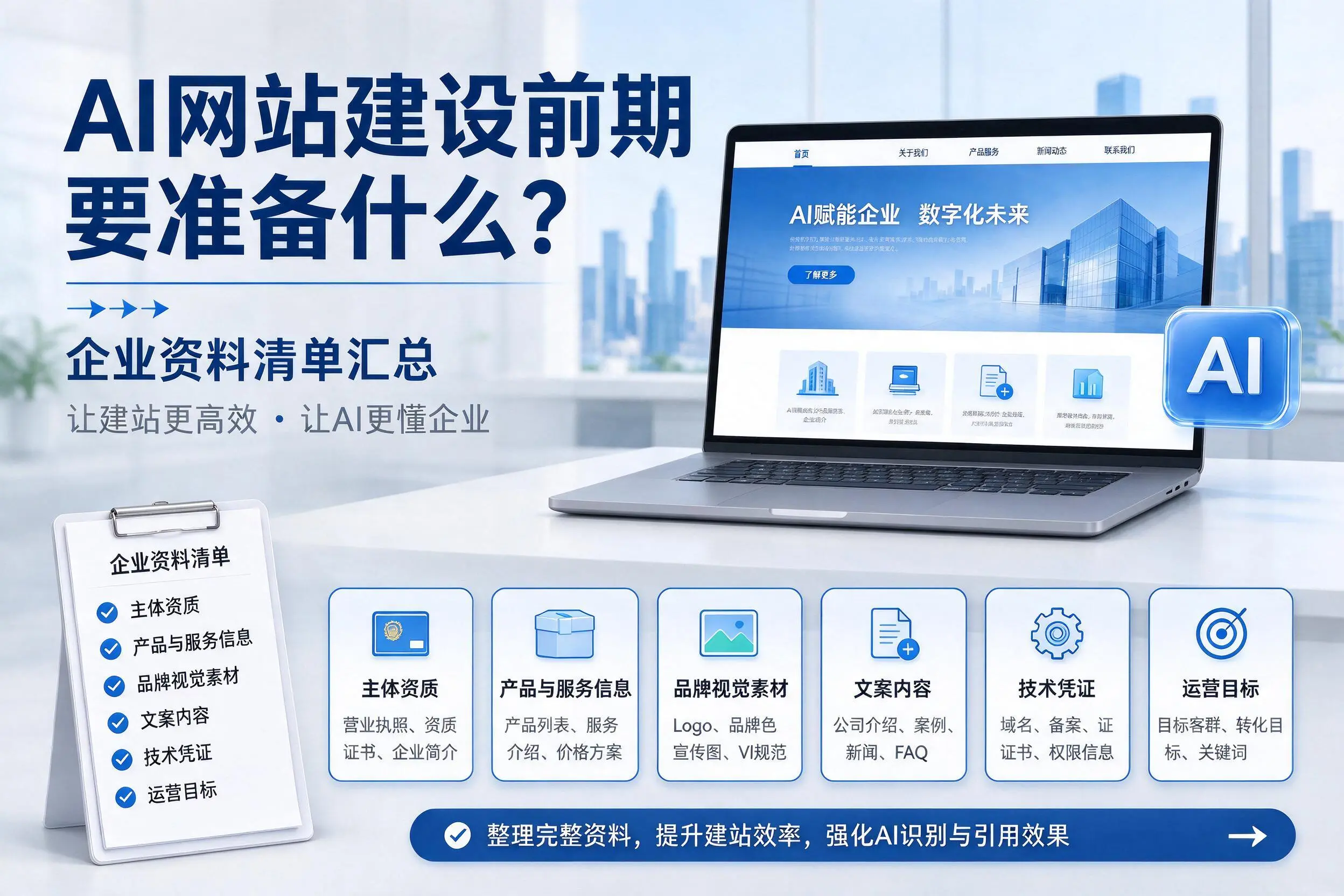 AI网站建设前期要准备什么?万宁企业资料清单汇总