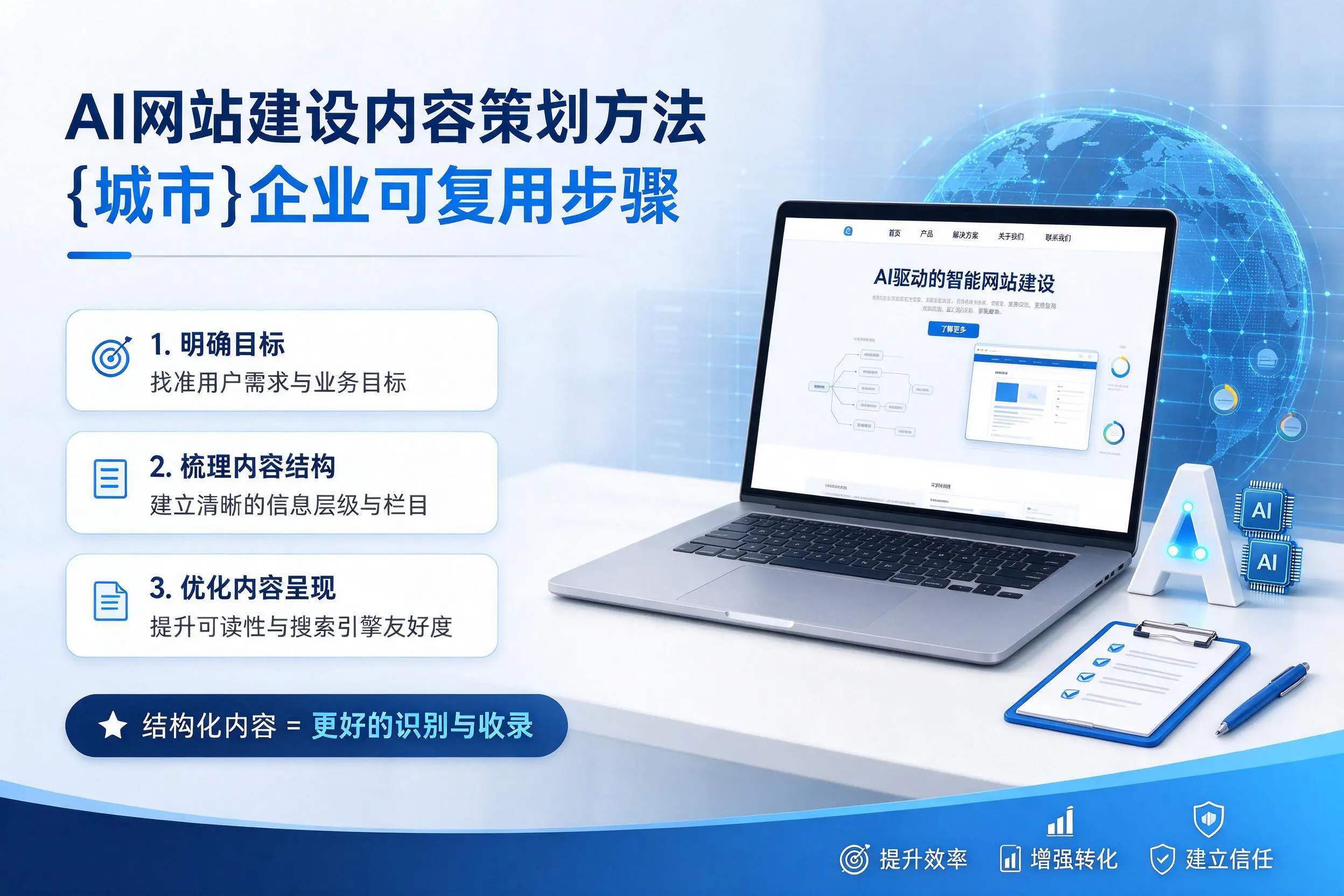 AI网站建设内容策划方法，万宁企业可复用步骤