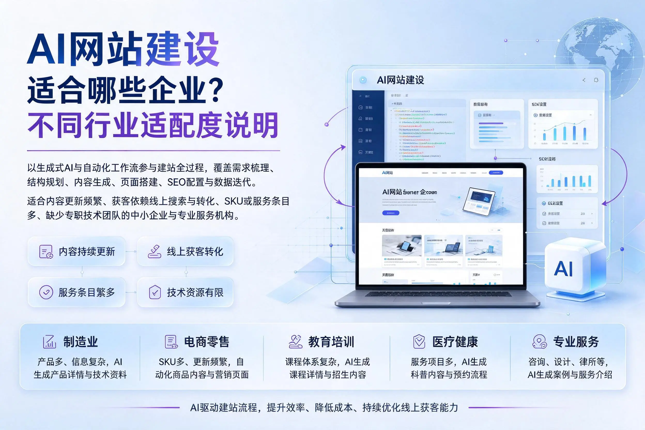 AI网站建设适合哪些企业?万宁不同行业适配度说明